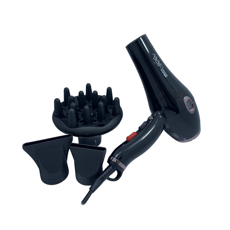 سشوار حرفه‌ای 2500 وات مک استایلر مدل MC-6685A، موتور AC، وزن 800 گرم، المنت سرامیک، دارای سری دیسپانسر، متمرکز‌کننده باریک، متمرکز‌کننده پهن با ویژگی صاف‌کنندگی، حجم‌دهندگی، با قابلیت باد سرد، فناوری تولید یون