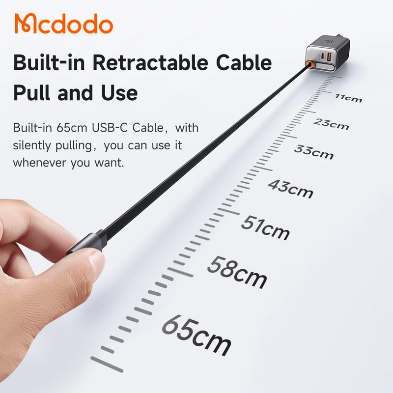 شارژر دیواری 67 وات مک دودو مدل CH-4100 به همراه کابل متصل به بدنه USB-C