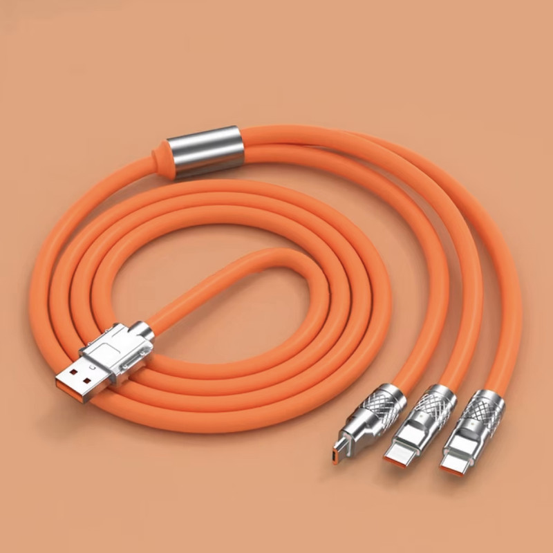 کابل تبدیل USB به USB-CmicroUSBلایتنینگ مدل 017 طول 1.15 متر