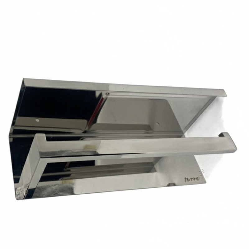 پایه رول دستمال کاغذی مدل ترونی صفحه دار بلند استیل کد AK14L