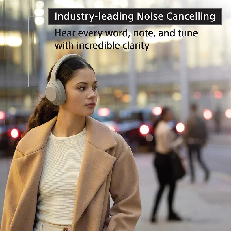 هدفون بلوتوثی سونی مدل WH-1000XM4 با نویز کنسلینگ فعال (ANC)، نویزکنسلینگ میکروفون (ENC)، درگاه شارژ USB Type-C، دارای میکروفون داخلی با کیفیت بالا، مقاوم در برابر رطوبت و عرق