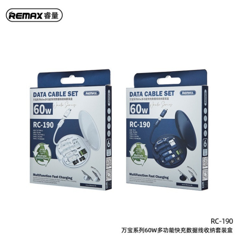 کابل تبدیل USBUSB-C به microUSB  لایتنینگ  USB-C ریمکس مدل RC_190 طول 0.29 متر به همراه سوزن سیم کارت