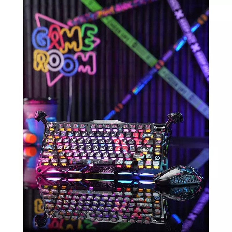 کیبورد مخصوص بازی گراوا استار مدل Mercury V75 Pro Special Edition Neon Graffiti