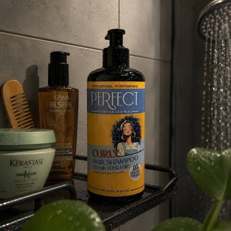 شامپو مو پرفکت پروفشنال مدل curly hair مناسب برای موهای فر و مجعد حجم 500میلی لیتر
