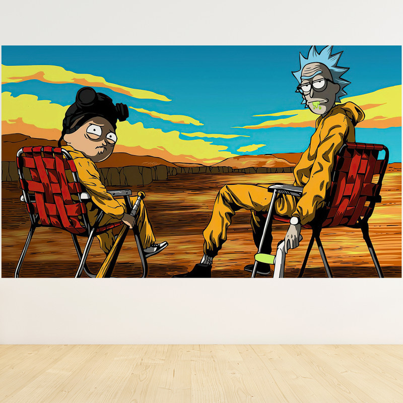 تابلو شاسی مدل گیمینگ طرح پوستر باکیفیت سریال ریک و مورتی سبک برکینگ بد rick & morty کد 1078