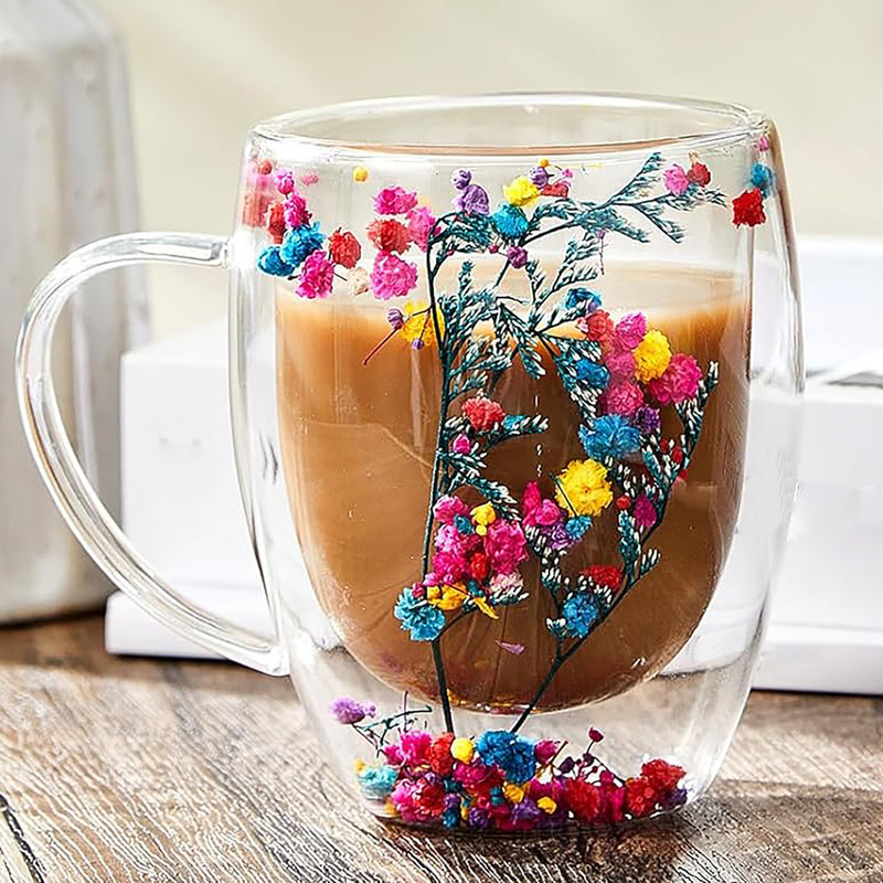 لیوان مدل دوجداره گل کد 3098