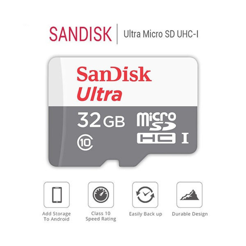کارت حافظه microSDHC سن دیسک مدل Ultra کلاس 10 استاندارد UHS-I سرعت 100MBps ظرفیت 32 گیگابایت به همراه اداپتورSD