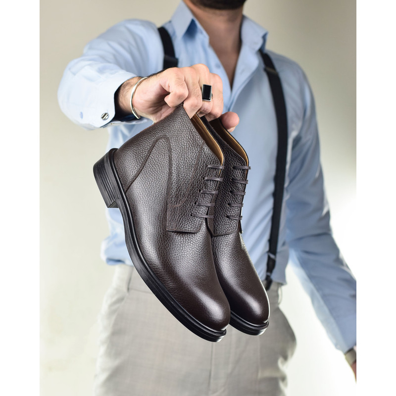 نیم بوت مردانه کرمانی مدل چرم دستدوز طبیعی فلوتر کد 647