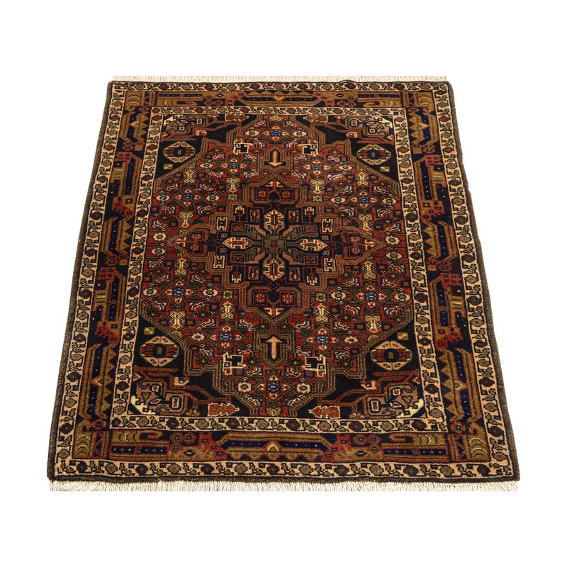 فرش دستبافت 0.79 متری طرح کلیایی کد 45P1117 زمینه لاکی