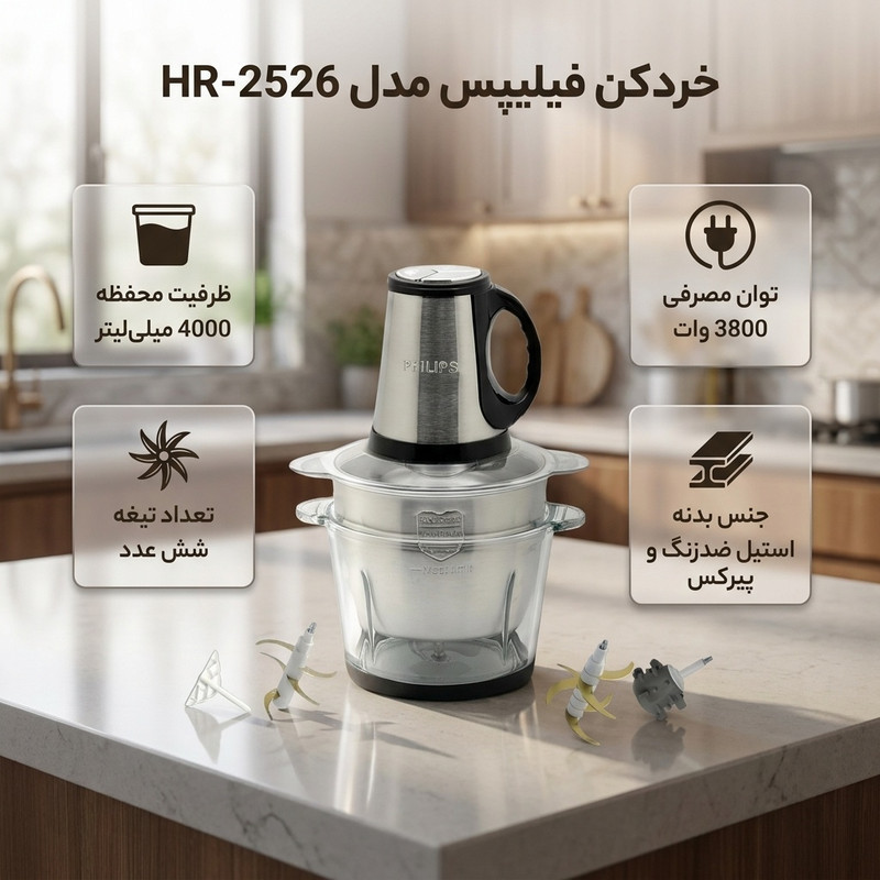 خردکن 4000 میلی‌لیتر فیلیپس مدل HR-2526