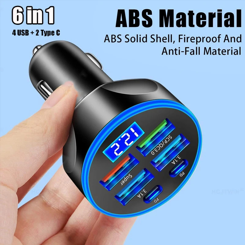 شارژر فندکی 66 وات مدل FP-89 به همراه کابل USB-C