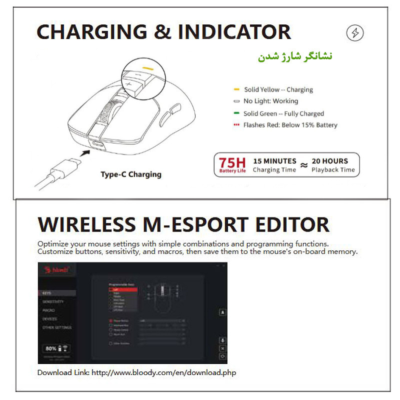 ماوس گیمینگ دوگانه بی‌سیم و باسیم ای فورتک مدل R72_ULTRA
