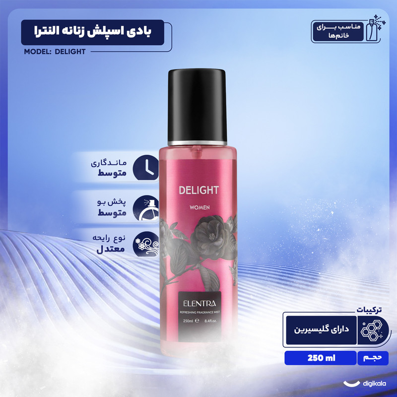 بادی اسپلش زنانه النترا مدل Delight حجم 250 میلی‌لیتر