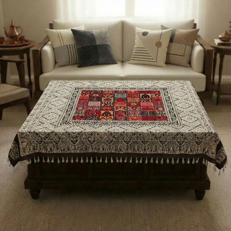 رومیزی قلمکار مدل گلیم سنتی