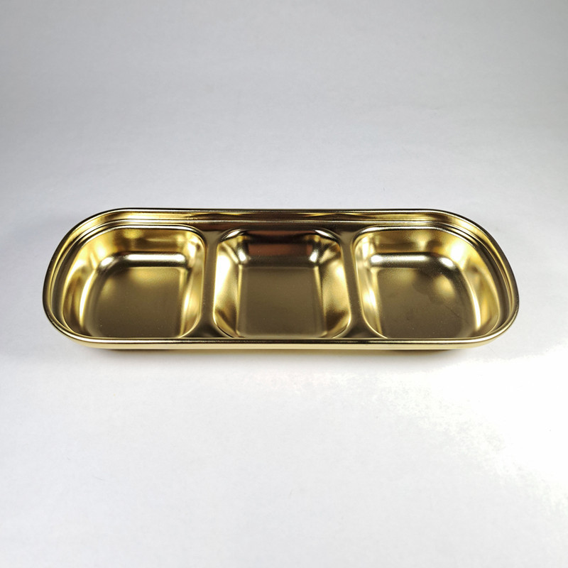اردوخوری 3 خانه طرح GS-3 استیل 304، مناسب سرو خوراکی‌ها، تنقلات و سس‌ها، قابل شستشو در ماشین ظرفشویی