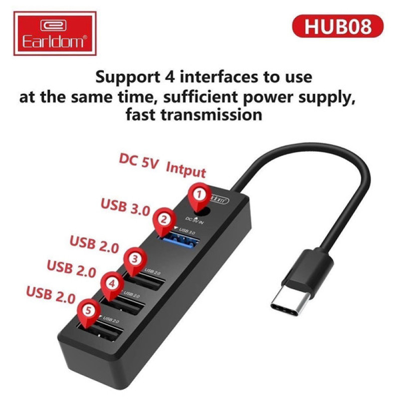 هاب 4 پورت USB ارلدام مدل ET-HUB08