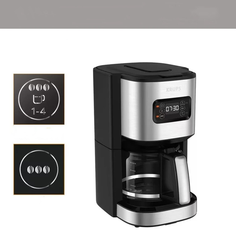 قهوه‌ساز کروپس مدل KM480D10، ظرفیت دم‌آوری چهار فنجان فاقد فیلتر، دارای تایمر، صفحه گرم نگهدارنده قهوه و تعیین غلظت قهوه