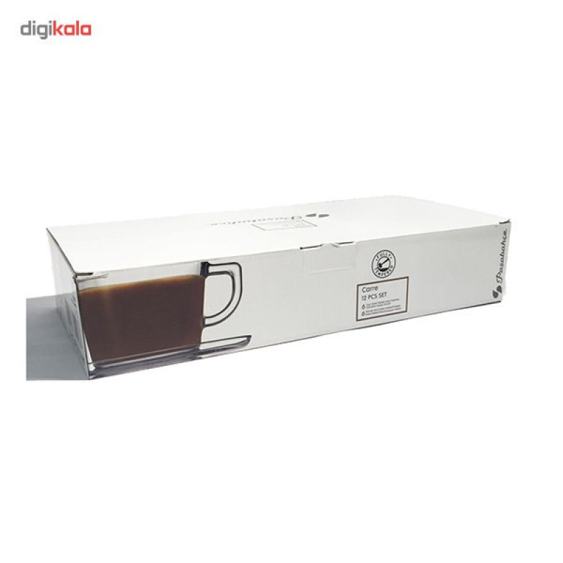 ست فنجان و نعلبکی پاشاباغچه مدل Carre 95307 بسته 6 عددی