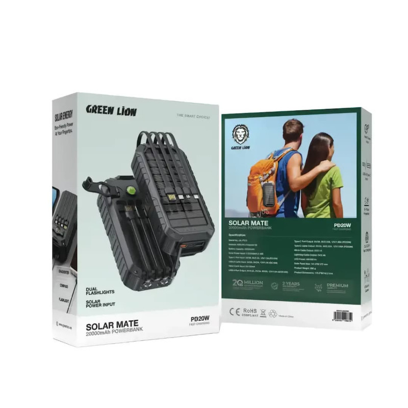 پاوربانک 22.5 وات گرین لاین مدل SOLAR MATE ظرفیت 20000 میلی‌آمپرساعت