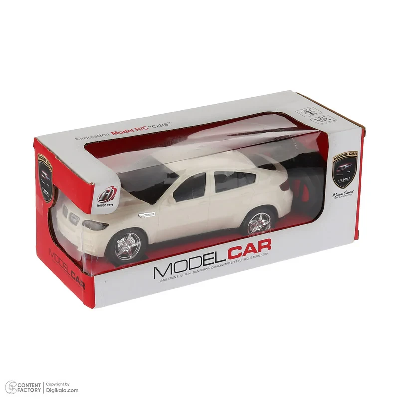 ماشین بازی کنترلی مدل سواری طرح BMW دارای چراغ و قابلیت حرکت در چهار جهت جلو، عقب، چپ و راست، بدنه پلاستیکی سبک و ابعاد 150x70x100 میلی‌متر