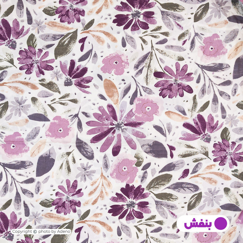 روکش لحاف کتان آدنو مدل بنفشه کد FI44 یک نفره سایز 220x160 سانتی‌متر