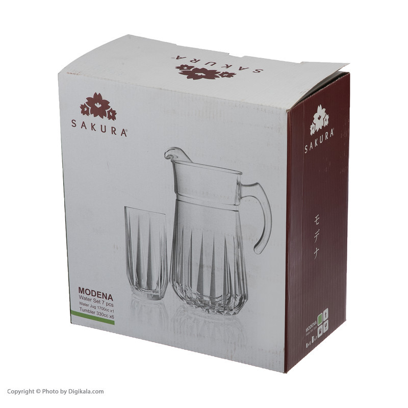 سرویس پارچ و لیوان 7 پارچه ساکورا مدل مودنا کد SK18601300W