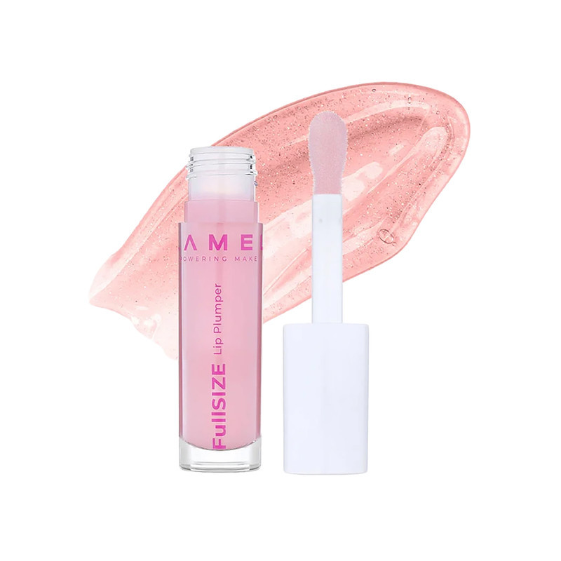 بالم لب حجم‌دهنده لامل مدل Plumper 402 حجم 4ml مرطوب‌کننده با گلیسیرین مناسب پوست خشک، ترک‌خورده و حساس بانوان، براش‌دار و رنگ صورتی روشن