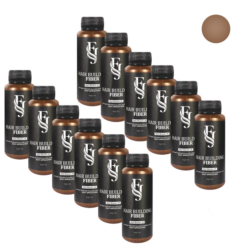 پودر پر پشت‌ کننده مو افجه مدل H-BR012 وزن 20 گرم رنگ قهوه ای مجموعه 12 عددی