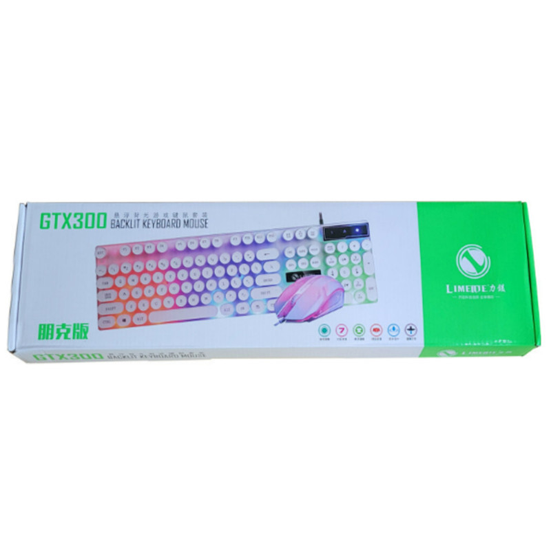 کیبورد و ماوس گیمینگ لایماید مدل GTX300-PINK VERSION، سوییچ ممبران، Full-Size، نورپردازی LED RGB