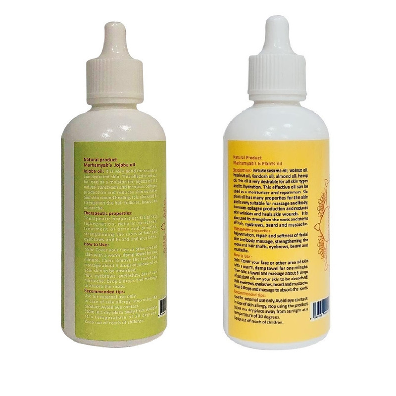 روغن تقویت کننده مو، مژه و ابرو مرهم یاب مدل شش گیاه و جوجوبا حجم 80 میلی لیتر مجموعه 2 عددی