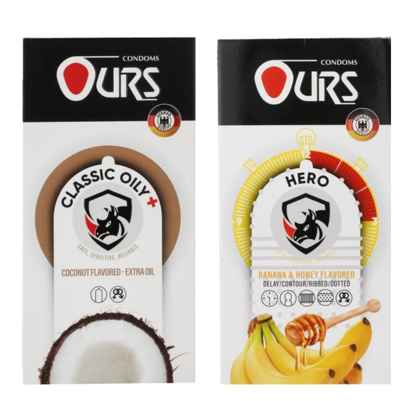 کاندوم تاخیری اورز مدل HERO  بسته 12 عددی به همراه کاندوم ساده اورز مدل OILY PLUS بسته 12 عددی
