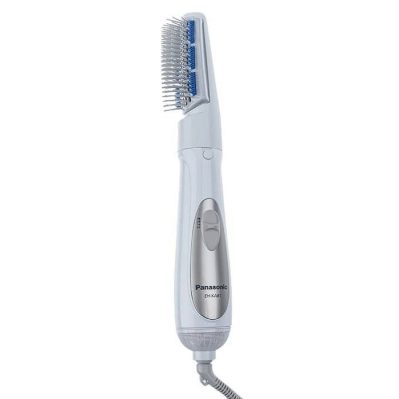 سشوار برس‌دار حالت‌دهنده 650 وات پاناسونیک مدل EH-KA81، موتور DC، وزن 1000 گرم، دارای سری برس‌دار گرد پهن، سری برس‌دار تخت، سری دندانه‌دار با ویژگی صاف‌کنندگی، حجم‌دهندگی