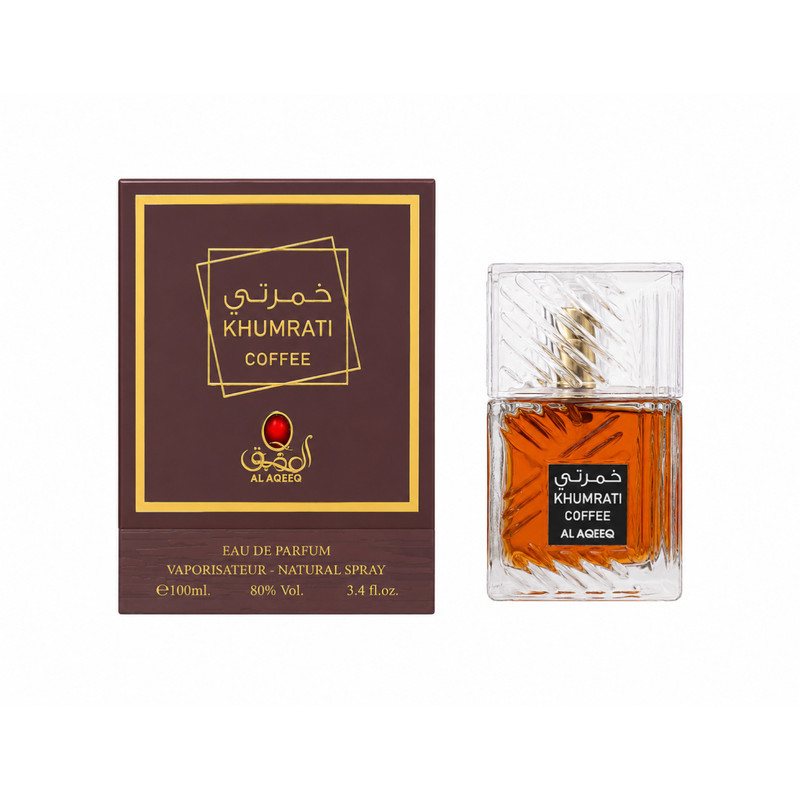 ادو‌پرفیوم مردانه العقیق مدل KHUMRATI COFFEE  با رایحه گرم و‌شیرین حجم 100 میلی‌لیتر