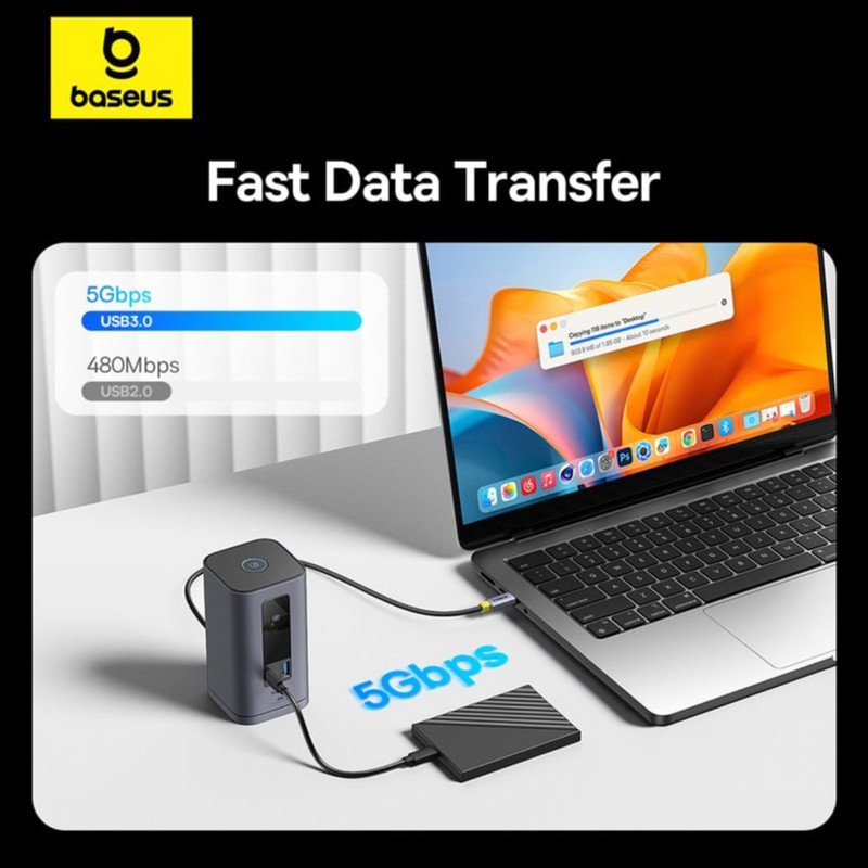 هاب 10 پورت USB-C بیسوس مدل BS-OH174   به همراه کابل USB-C