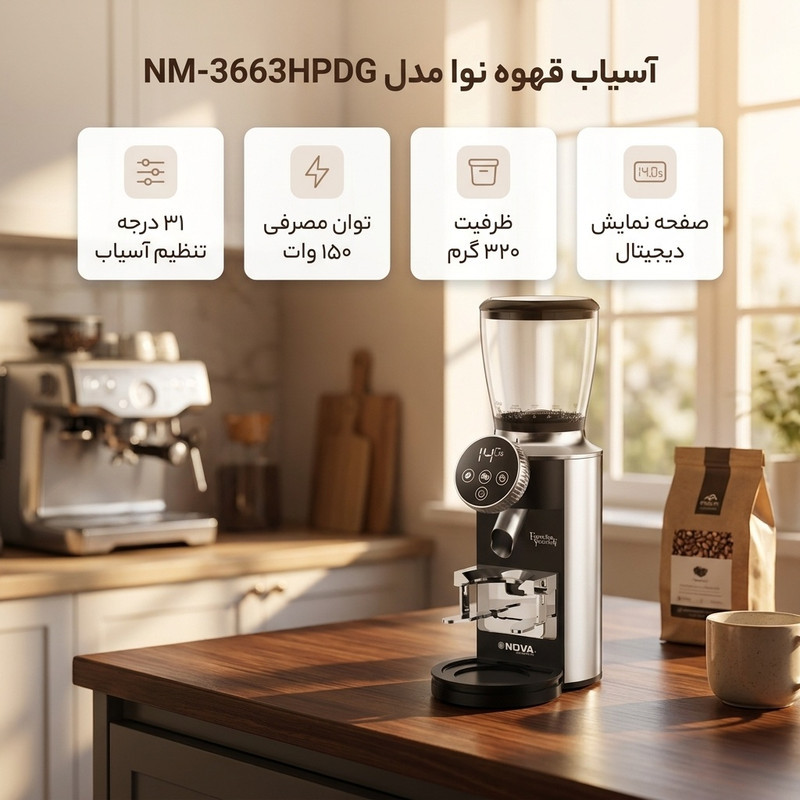 آسیاب قهوه نوا مدل NOVA NM-3663HPDG