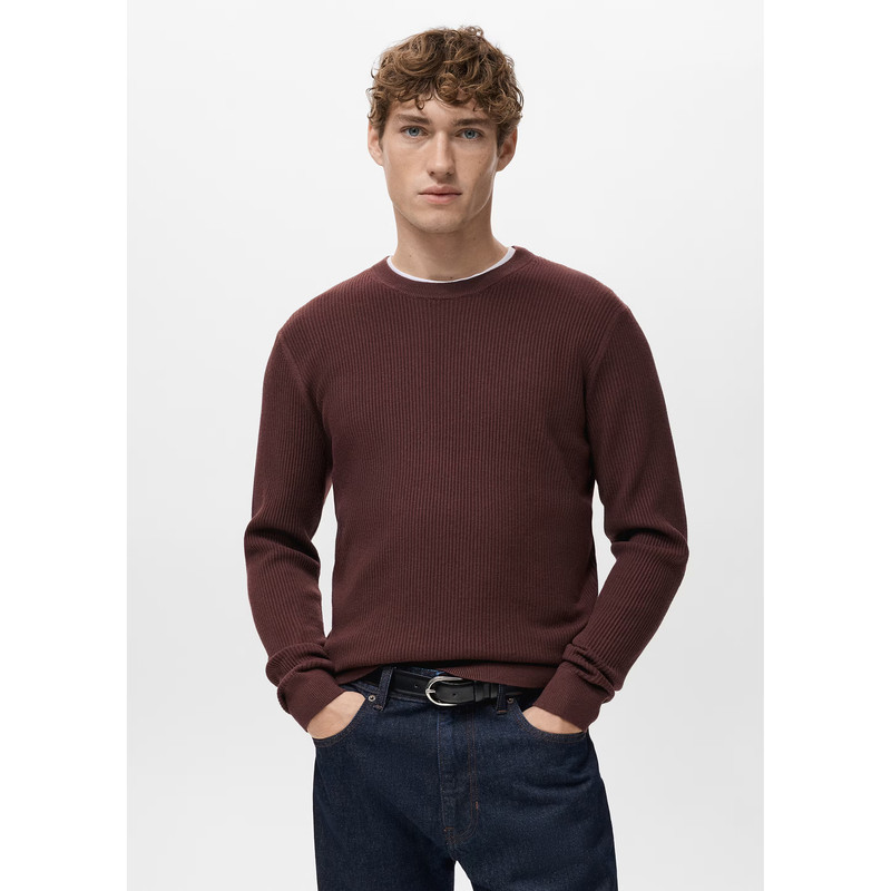 پلیور یقه گرد مردانه مانگو مدل REGULAR FIT COTTON