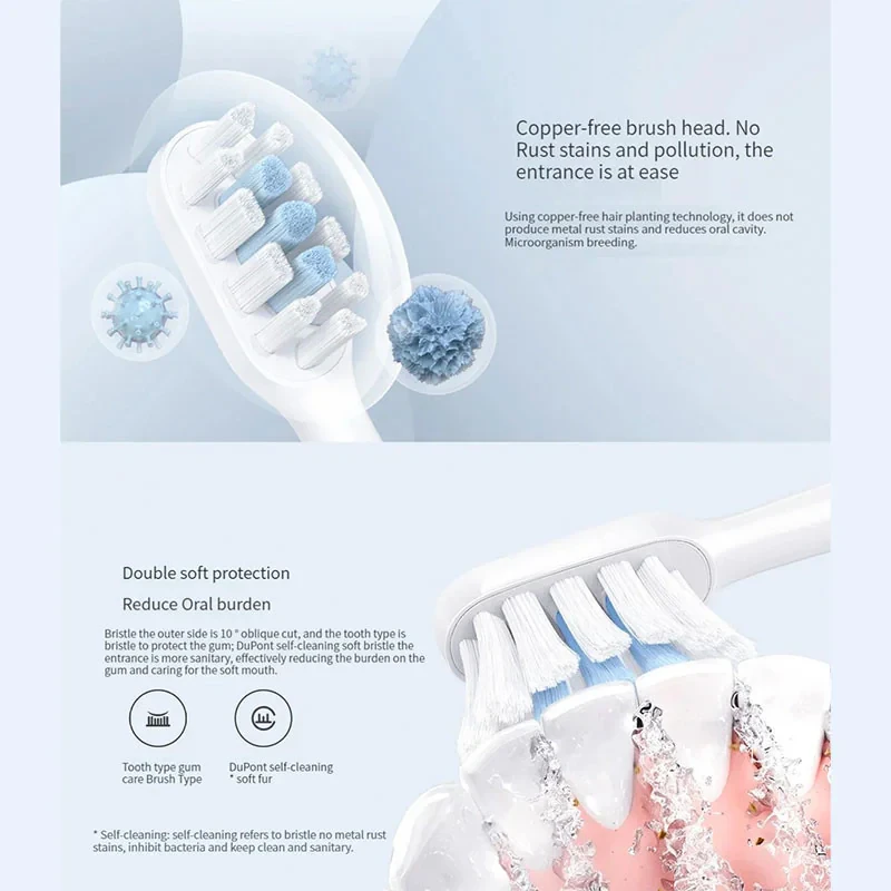سری یدک مسواک برقی میجیا مدل Mia Sonic Electric Toothbrush Head T301T302 بسته سه عددی