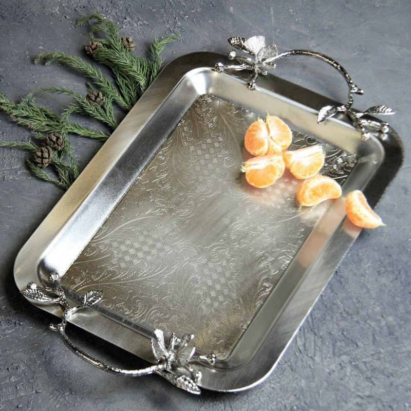 سینی دسته دار سالی نو مدل پروانه کد 609091 مجموعه دو عددی