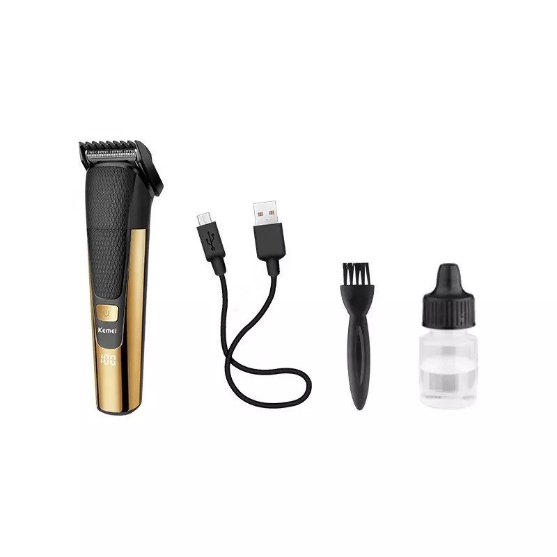 ماشین اصلاح موی سر و صورت کیمی مدل KM-6552، اصلاح به صورت خط زن، نمایش وضعیت باتری، منبع انرژی با باتری، تکنولوژی اصلاح به صورت برش مستقیم، اندازه اصلاح 0.5 تا 12 میلی‌متر، مدت زمان شارژ 120 دقیقه و مدت زمان استفاده پس از شارژ 90 دقیقه، به همراه برس