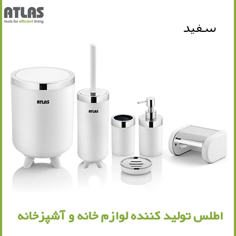 ست سرویس بهداشتی 6 تکه اطلس مدل سلین طرح کروم