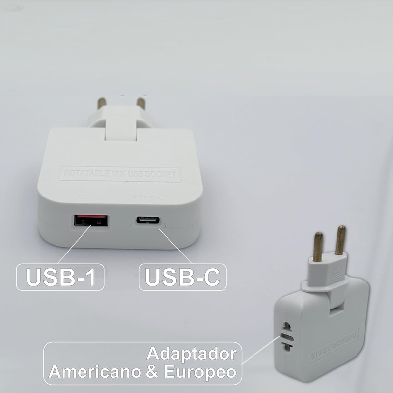 چندراهی برق مدل تاشو 4in1 W USB & type c