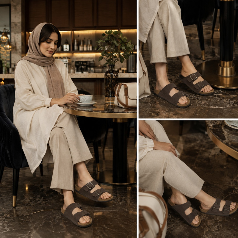 صندل زنانه اسمارا مدل تمام چرم طبیعی بیرکن