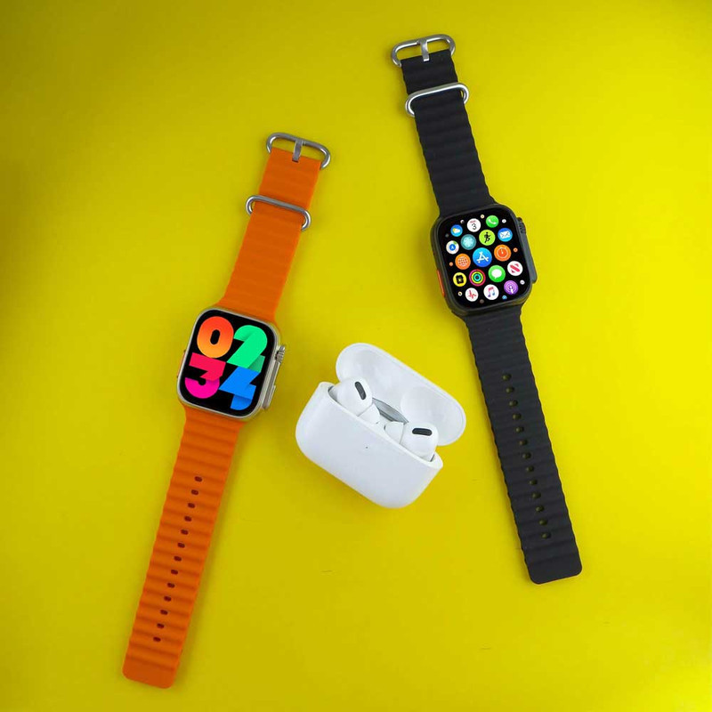 ساعت هوشمند ورنا مدل W49 Ultra with airpod pro دارای قابلیت های کنترل موسیقی (Music Player)، قابلیت مکالمه از طریق بلوتوث، پشتیبانی از زبان فارسی در منو و سیستم‌عامل بند سیلیکون