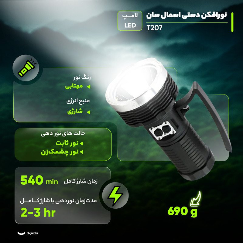 چراغ قوه اسمال سان مدل T207