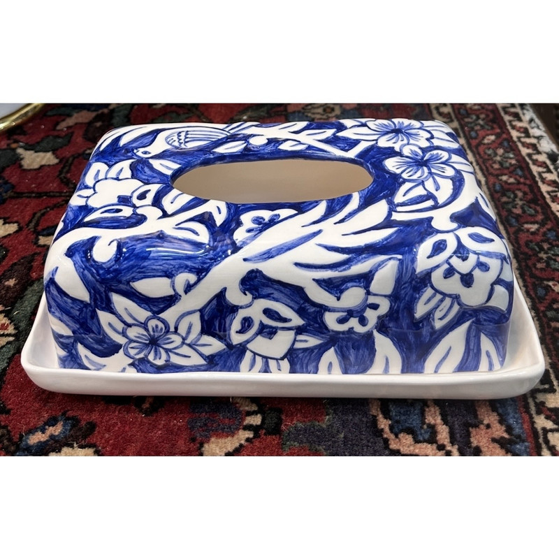 جای دستمال کاغذی سرامیکی مدل گل مرغ