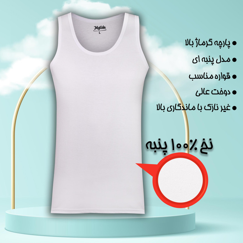 زیرپوش رکابی یقه گرد مردانه ماییلدا مدل 4712-2 مجموعه 2 عددی
