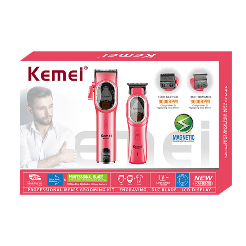 ماشین اصلاح موی سر و صورت شارژی کیمی مدل KM-8502 2in1 مجموعه 2 عددی
