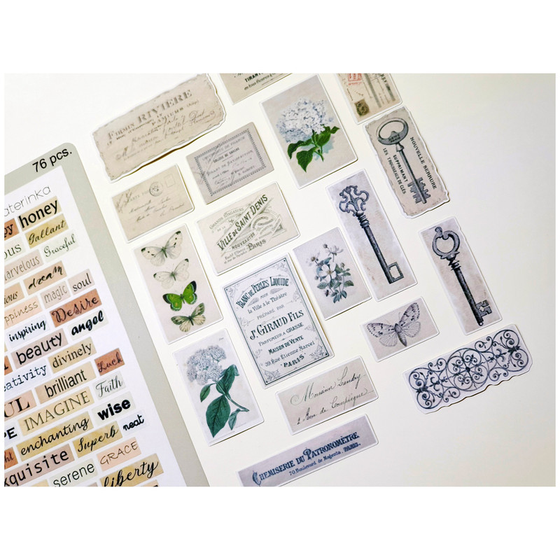 برچسب کاترینکا طرح برش خورده بولت ژورنال و اسکرپ بوک مدل Peaceful vintage بسته 76 عددی