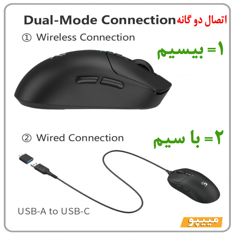 ماوس گیمینگ دوگانه بی‌سیم و باسیم بلادی مدل R_72_ULTRA_DUAL