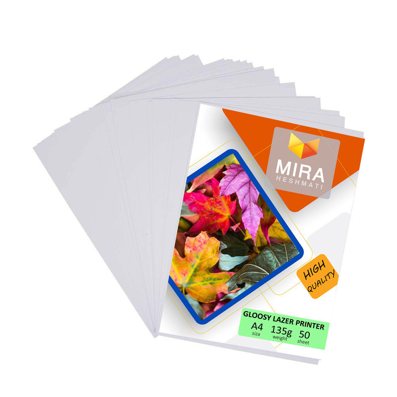 کاغذ گلاسه لیزری میرا مدل PLG135 سایز A4 بسته 50 عددی